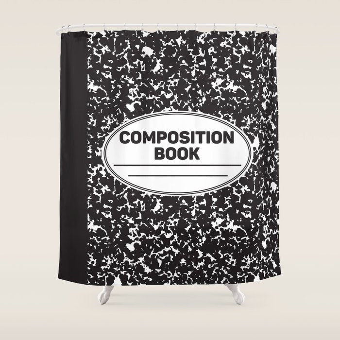 Composition Notebook College School Student Geek Nerd Shower Curtain Gallery Image 1