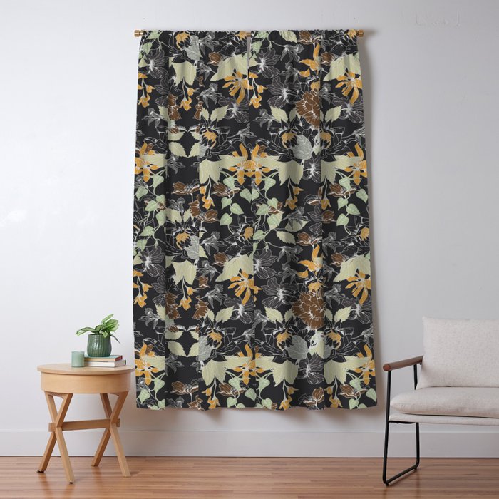 Vintage Midnight Florals Window Curtain Gallery Image 5