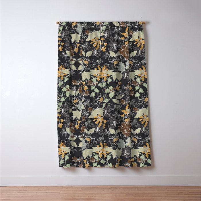 Vintage Midnight Florals Window Curtain Gallery Image 3