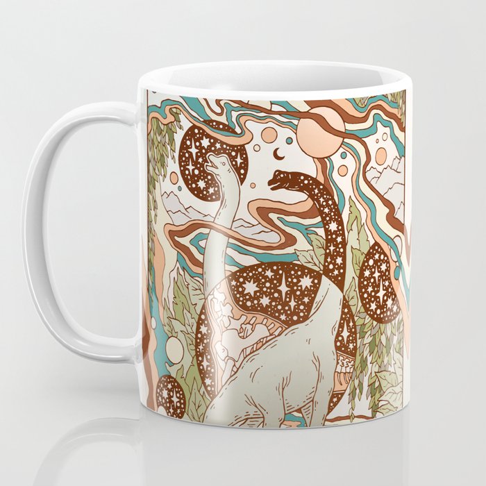 Jurassic Portal | Retro Rainbow Palette | Dinosaur Science Fiction Art Coffee Mug Gallery Image 3
