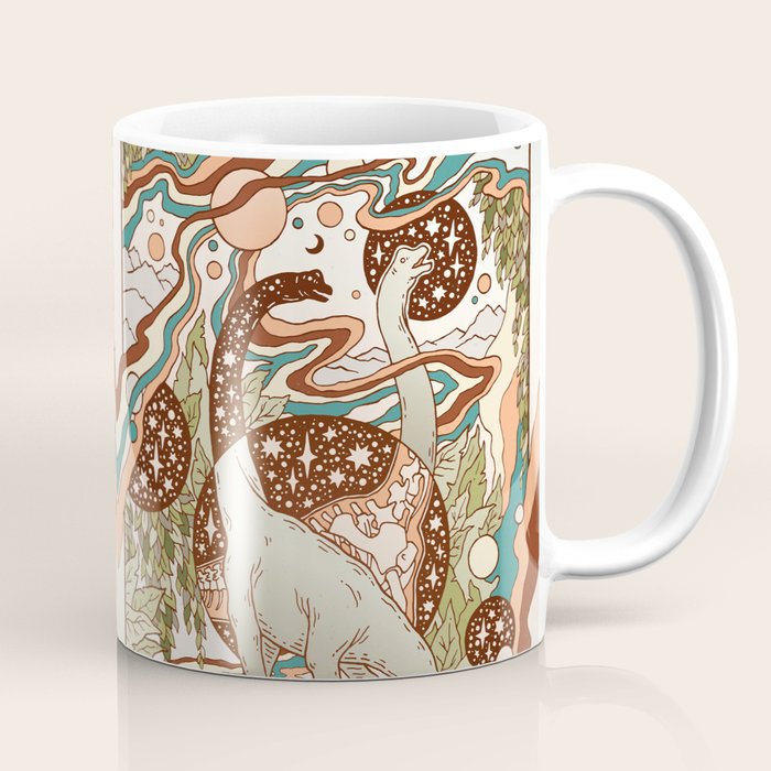Jurassic Portal | Retro Rainbow Palette | Dinosaur Science Fiction Art Coffee Mug Gallery Image 1