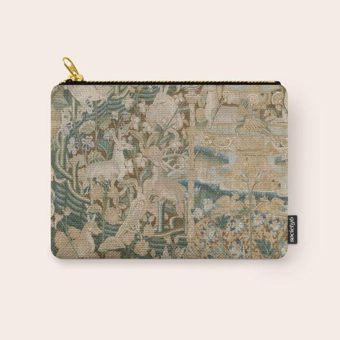 Antique 16th Century Flemish Gothic Woodland Animal Landscape Tapestry Carry All Pouch Gallery Image 1