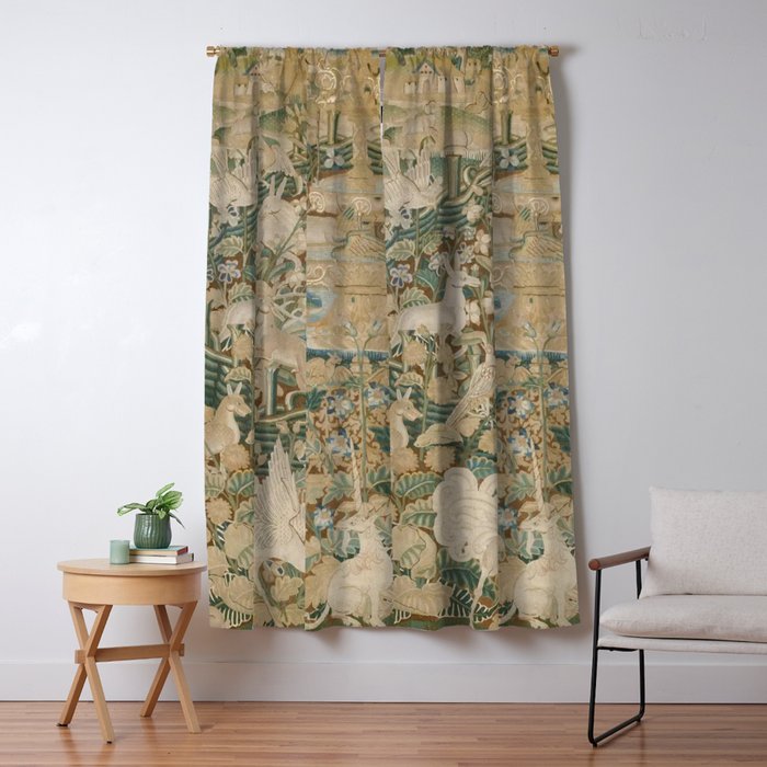 Antique 16th Century Flemish Gothic Woodland Animal Landscape Tapestry Window Curtain Gallery Image 5