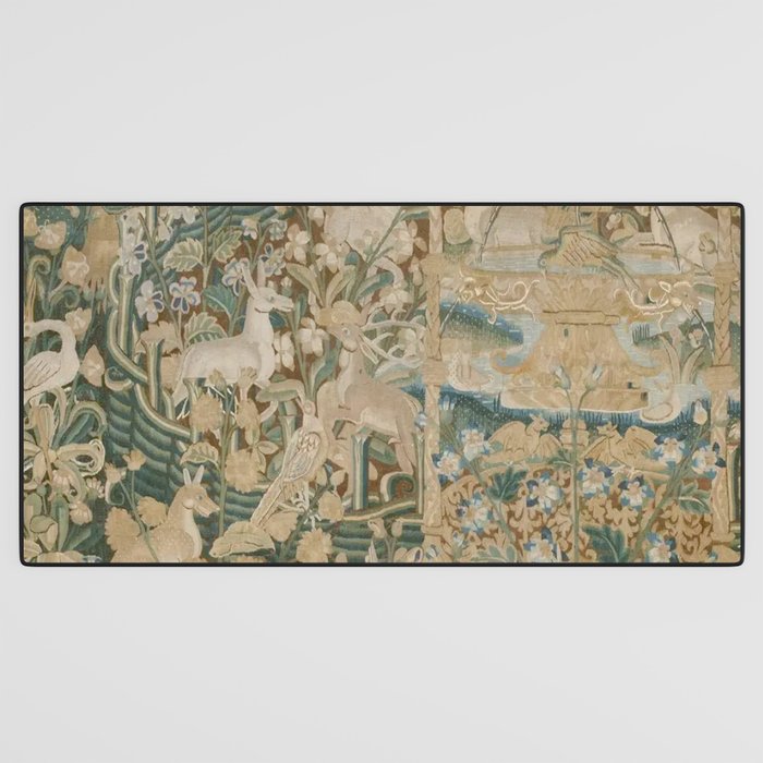Antique 16th Century Flemish Gothic Woodland Animal Landscape Tapestry Desk Mat Gallery Image 3