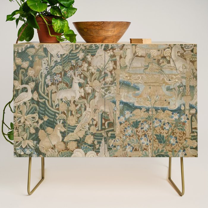 Antique 16th Century Flemish Gothic Woodland Animal Landscape Tapestry Credenza Gallery Image 1