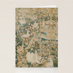 Antique 16th Century Flemish Gothic Woodland Animal Landscape Tapestry Stationery Card Gallery Image 2