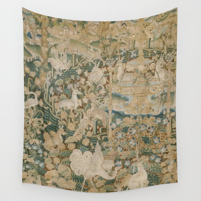 Antique 16th Century Flemish Gothic Woodland Animal Landscape Tapestry Wall Tapestry Gallery Image 4