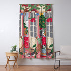 Cats in the Window at a Snowy Christmas in Bright Colours Window Curtain Gallery Image 5