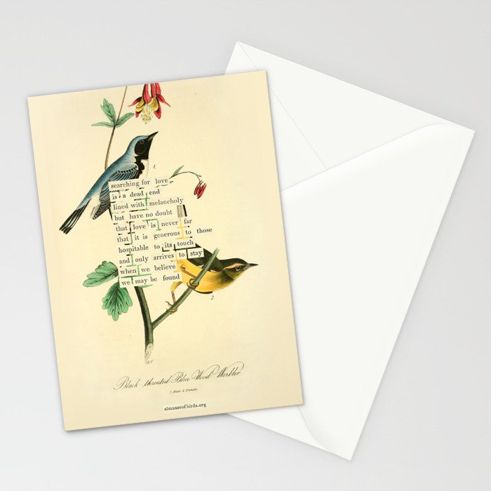 Bird Divinations: Black-Throated Blue Wood-Warbler (about: almanacofbirds.org) Stationery Card Gallery Image 2
