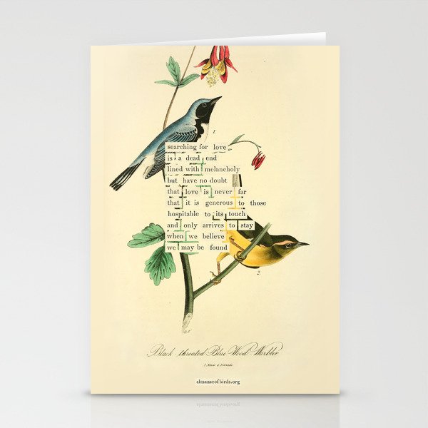 Bird Divinations: Black-Throated Blue Wood-Warbler (about: almanacofbirds.org) Stationery Card Gallery Image 2