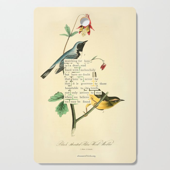Bird Divinations: Black-Throated Blue Wood-Warbler (about: almanacofbirds.org) Cutting Board Gallery Image 1