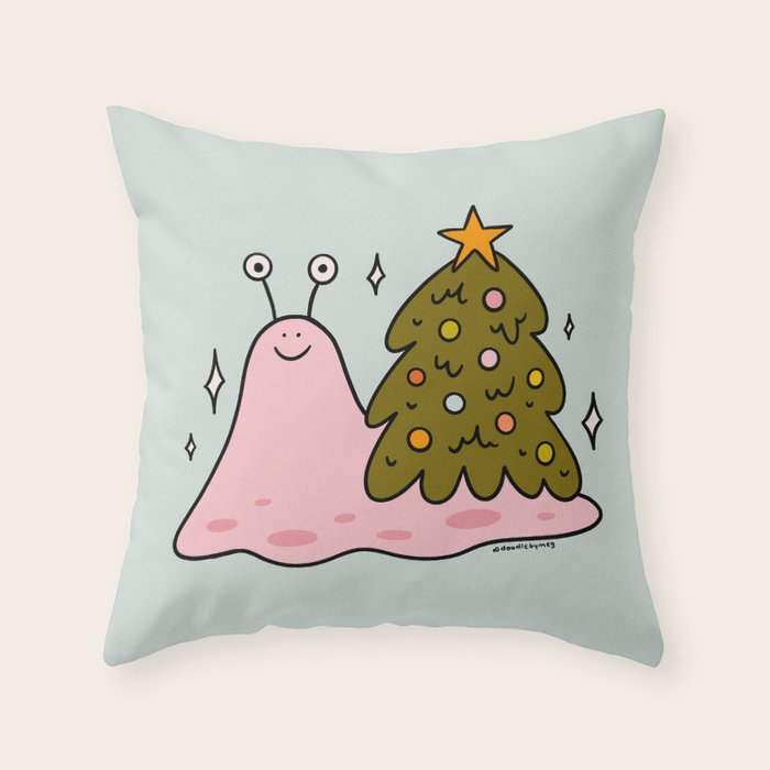 Christmas Tree Snail Throw Pillow Gallery Image 6