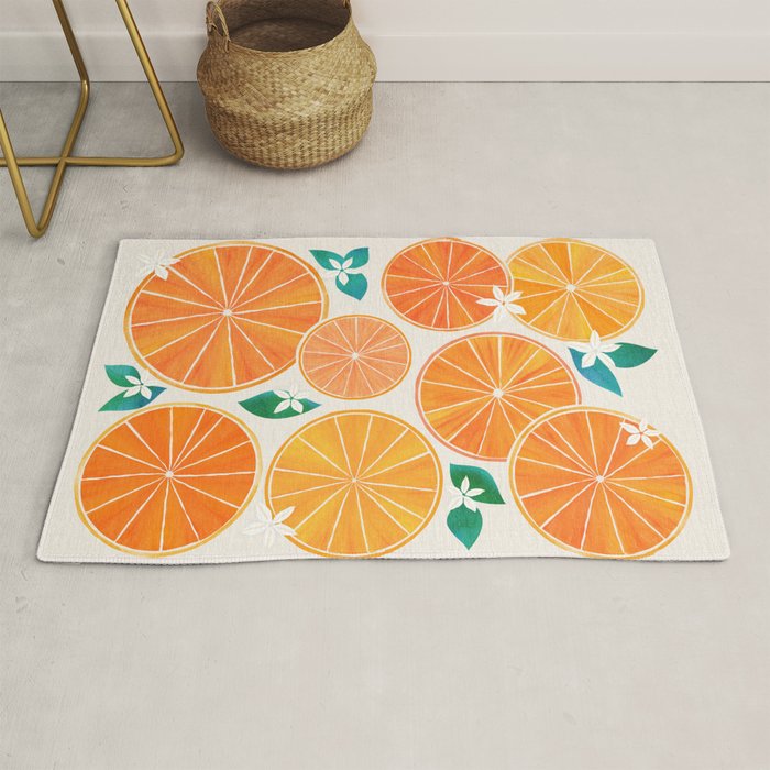 Orange Slices With Blossoms Rug Gallery Image 1