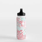 Modern hand painted coral pink teal reef coral floral Water Bottle Gallery Image 3