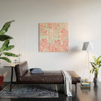 Modern hand painted coral pink teal reef coral floral Wood Wall Art Gallery Image 2