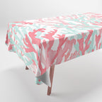 Modern hand painted coral pink teal reef coral floral Tablecloth Gallery Image 1