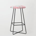 Modern hand painted coral pink teal reef coral floral Stool Gallery Image 1