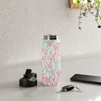 Modern hand painted coral pink teal reef coral floral Water Bottle Gallery Image 5