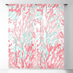 Modern hand painted coral pink teal reef coral floral Window Curtain Gallery Image 5