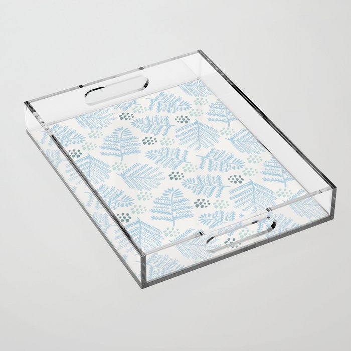 Winter & Woodsy Pine Trees in White & Blue Acrylic Tray Gallery Image 1