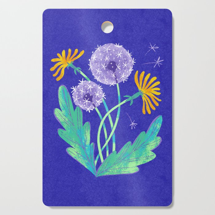 Dandelion Florals on Blue Cutting Board Gallery Image 1