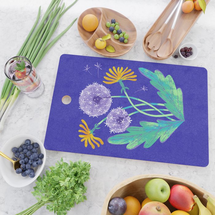 Dandelion Florals on Blue Cutting Board Gallery Image 2