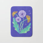 Dandelion Florals on Blue Bath Mat Gallery Image 1