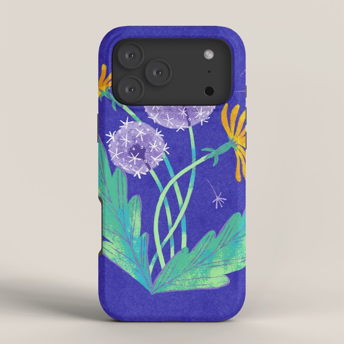 Dandelion Florals on Blue iPhone Case Gallery Image 4