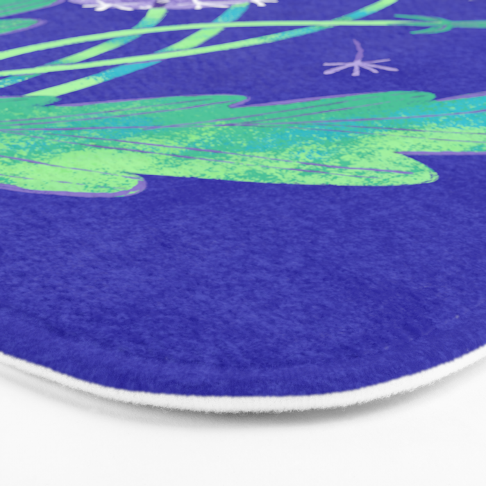 Dandelion Florals on Blue Bath Mat Gallery Image 3