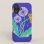 Dandelion Florals on Blue iPhone Case Gallery Image 1