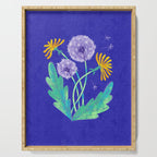 Dandelion Florals on Blue Serving Tray Gallery Image 1