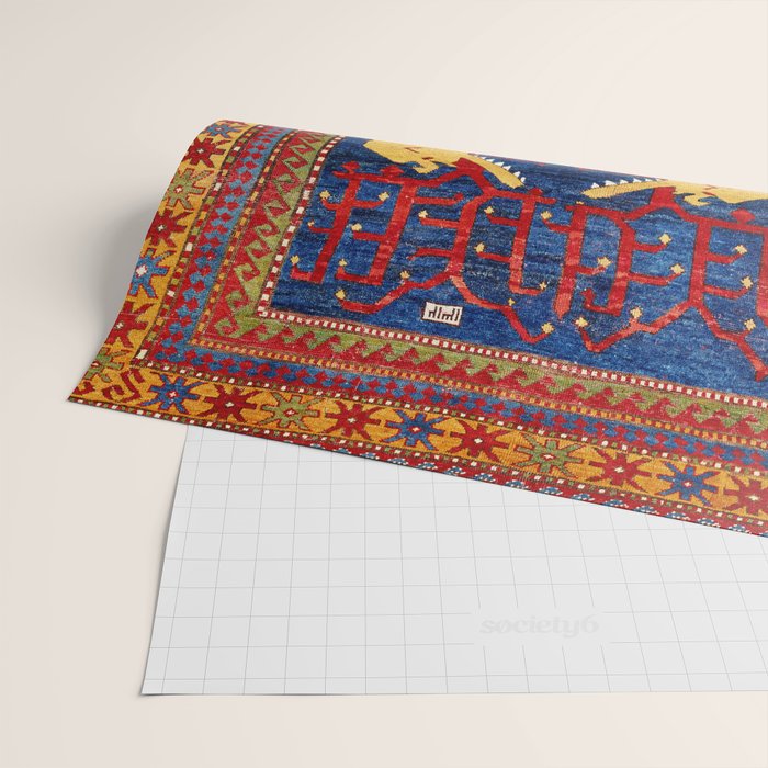 Kazak Southwest Caucasus Antique Rug Print With Snakes Wrapping Paper Gallery Image 2