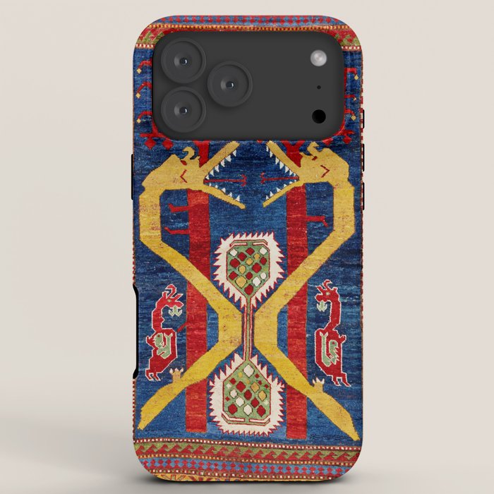 Kazak Southwest Caucasus Antique Rug Print With Snakes iPhone Case Gallery Image 8