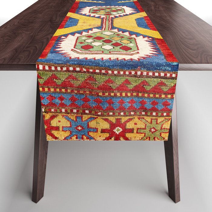 Kazak Southwest Caucasus Antique Rug Print With Snakes Table Runner Gallery Image 1