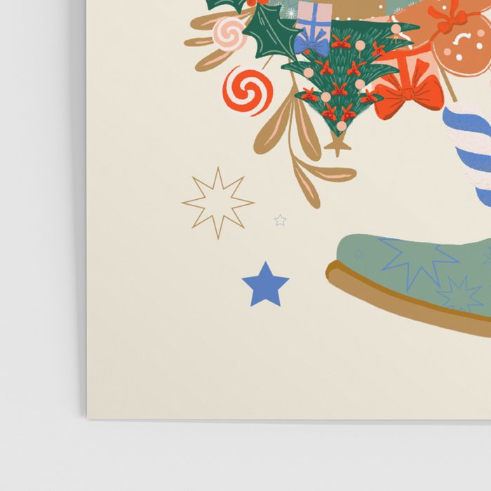 Festive Cowboy Boot Christmas Art  Whimsical Western Holiday Decor Poster Gallery Image 3