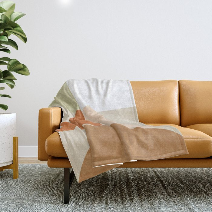 mid century boho shape minimal Throw Blanket Gallery Image 1