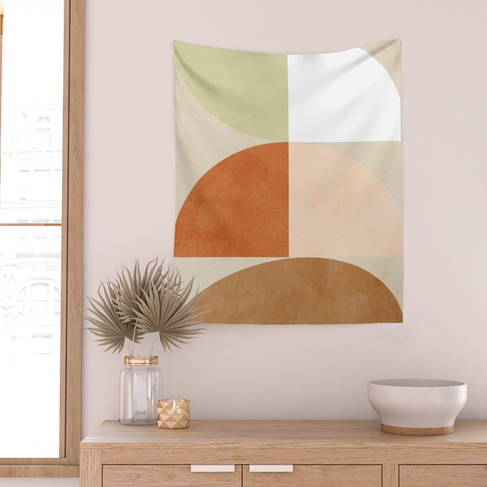 mid century boho shape minimal Wall Tapestry Gallery Image 2