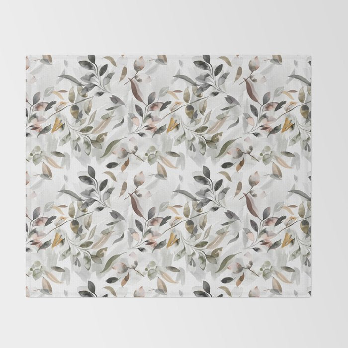 Harvest 2025 Mystic Watercolor Leaves Fall Throw Blanket Gallery Image 2