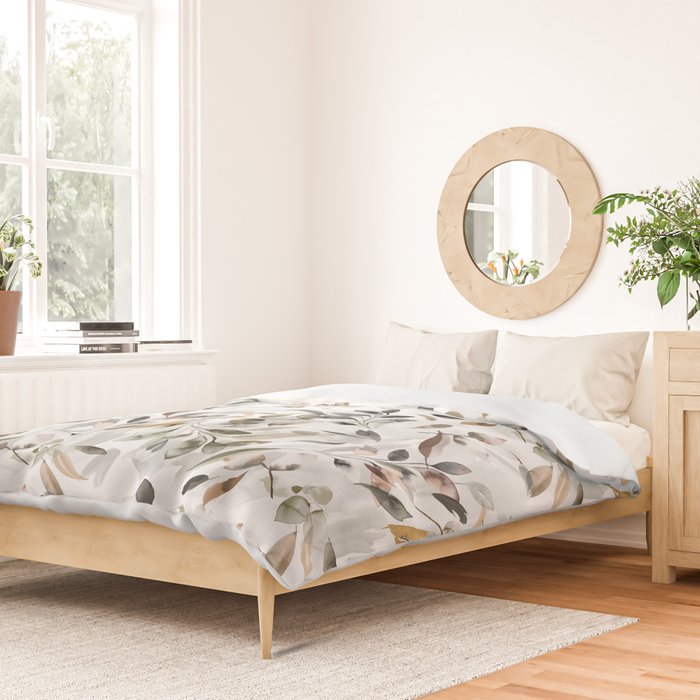 Harvest 2025 Mystic Watercolor Leaves Fall Duvet Cover Gallery Image 2