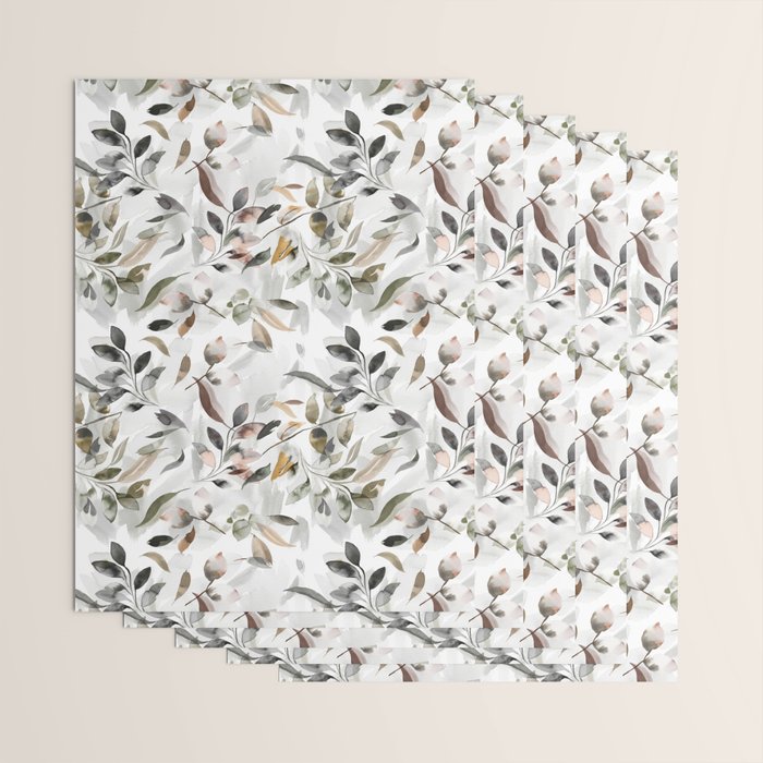 Harvest 2025 Mystic Watercolor Leaves Fall Wrapping Paper Gallery Image 3
