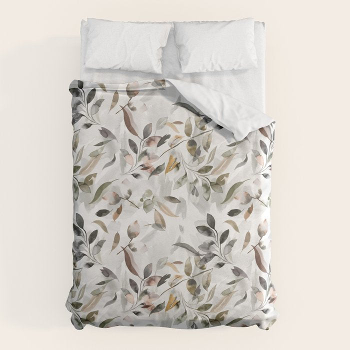 Harvest 2025 Mystic Watercolor Leaves Fall Duvet Cover Gallery Image 1