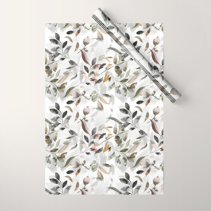 Harvest 2025 Mystic Watercolor Leaves Fall Wrapping Paper Gallery Image 1