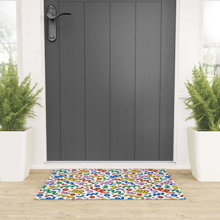 Colorful confetti doodle art pattern Welcome Mat Gallery Image 3