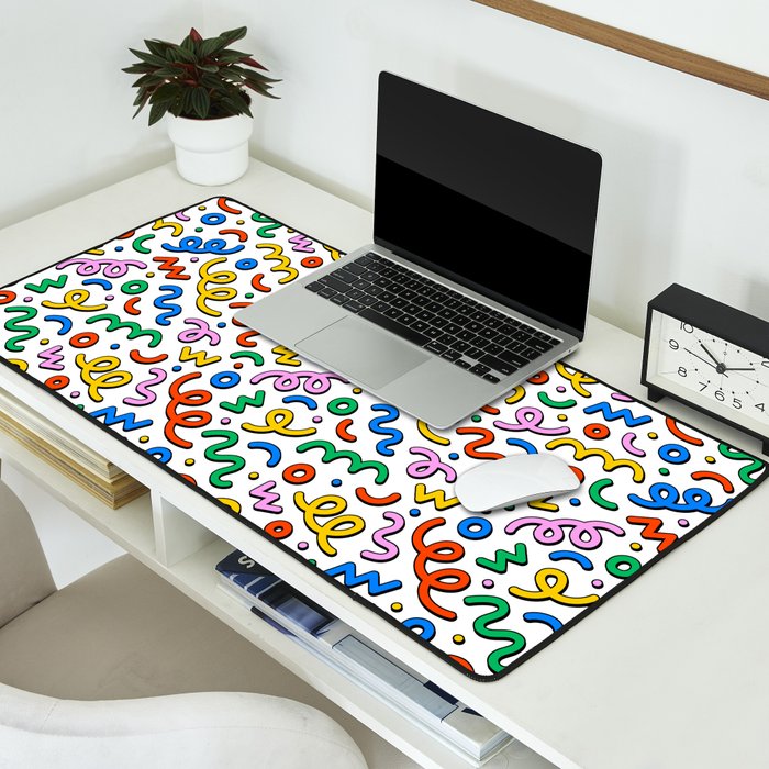 Colorful confetti doodle art pattern Desk Mat Gallery Image 2