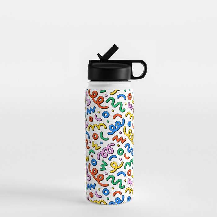 Colorful confetti doodle art pattern Water Bottle Gallery Image 1