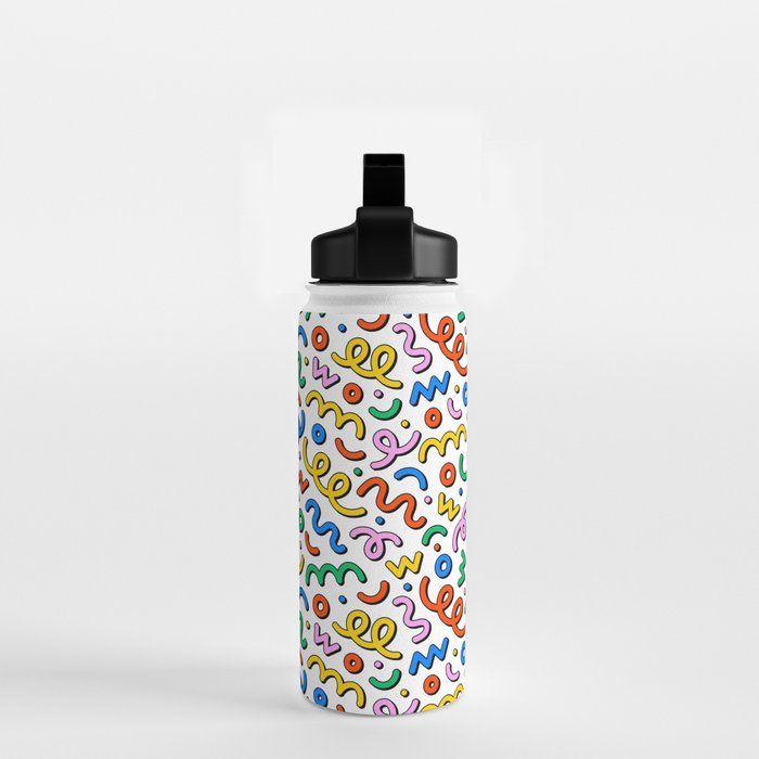 Colorful confetti doodle art pattern Water Bottle Gallery Image 2
