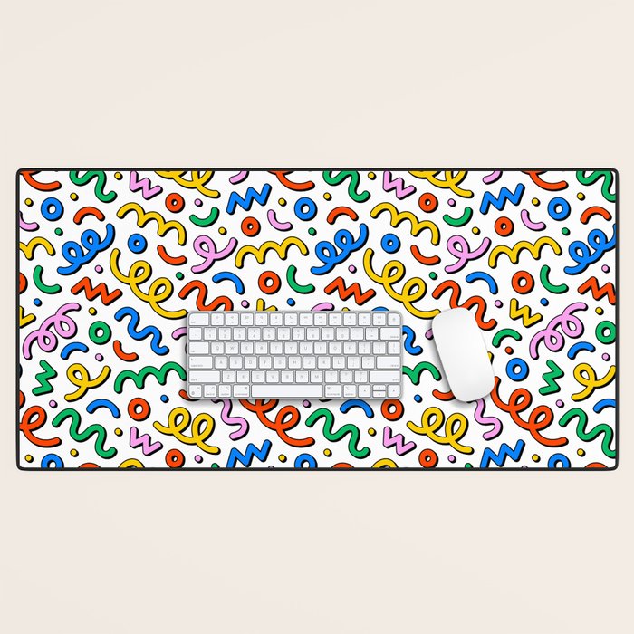 Colorful confetti doodle art pattern Desk Mat Gallery Image 1
