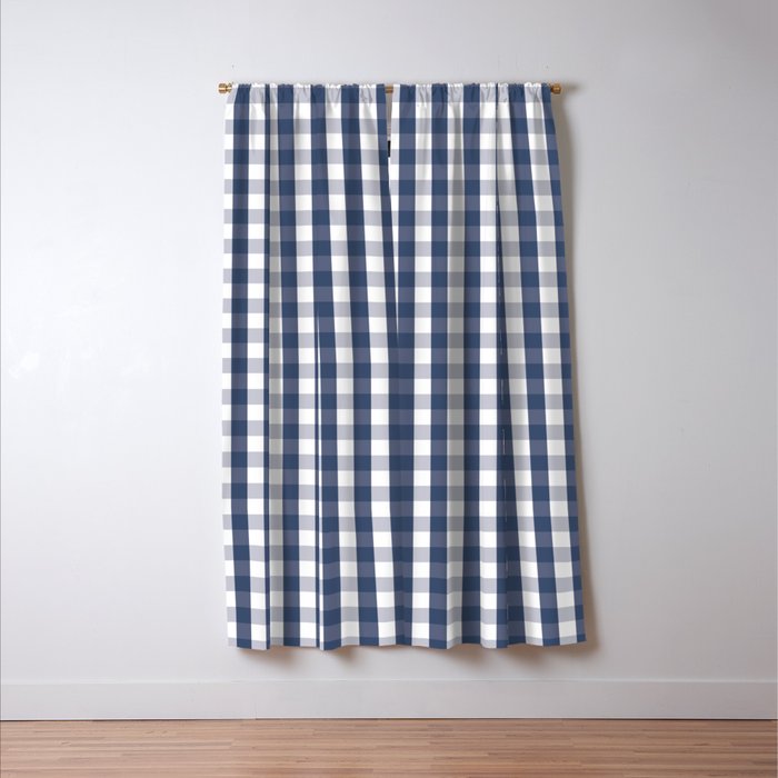 Southern Navy Gingham Window Curtain Gallery Image 3