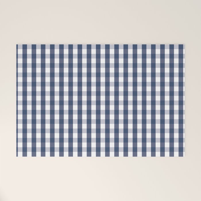 Southern Navy Gingham Welcome Mat Gallery Image 1