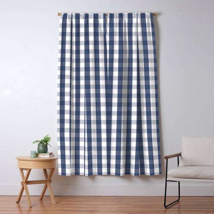 Southern Navy Gingham Window Curtain Gallery Image 1